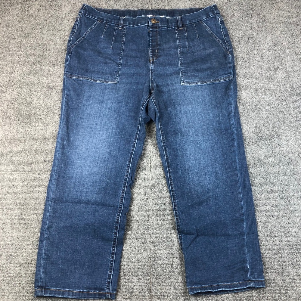 Denim & Co. Denim Utility Style‎ Cropped Pants Womens Size 20W Blue High Rise
